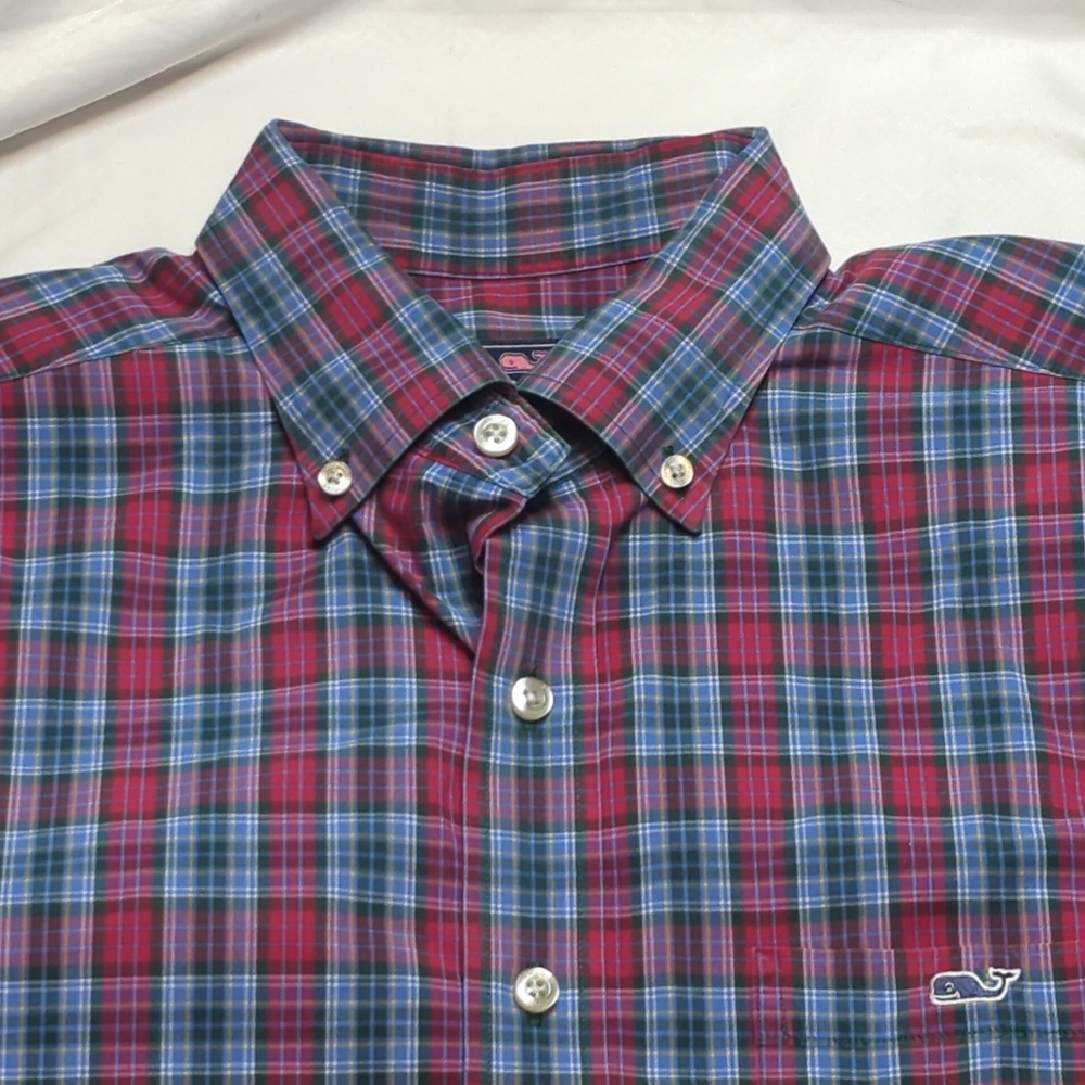 Vineyard Vines Shirt Men's M Plaid Classic Fit Tucker Cotton Long Sleeve Men
